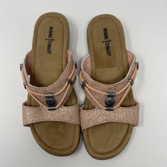 Minnetonka Blush Python Print Leanne Sandals - Picture 4 of 6